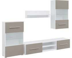 vidaXL - 5-delige - Tv-meubels - met - LED-verlichting - bewerkt - hout - steengrijs