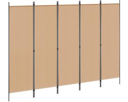 vidaXL - 5-paneel - scheidingswand - Beige - 250 - x - 180 - cm - Stof