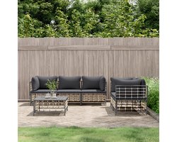vidaXL 6-delige Loungeset Antracietkleurig Loungeset - Tuinset - Loungehoek - Buitenspeelgoed - Patio Furniture - Garden Furniture - Outdoor Living