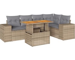 vidaXL 6-delige Loungeset - Beige - Met Opbergruimte