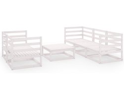 vidaXL - 6-delige - Loungeset - massief - grenenhout - wit