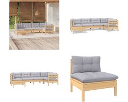 vidaXL 6-delige Loungeset met grijze kussens massief grenenhout - Loungeset - Loungesets - Lounge Set - Lounge Sets