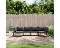 vidaXL 6-delige Loungeset met Kussens Antraciet Loungeset - Tuinset - Buiszitter - Lounge Bank - Hoeksofa - Outdoor Furniture - Patio Set - Garden Furniture