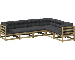 vidaXL - 6-delige - Loungeset - met - kussens - geïmpregneerd - grenenhout