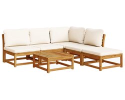 vidaXL - 6-delige - Loungeset - met - kussens - massief - acaciahout