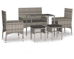 vidaXL - 6-delige - Loungeset - met - kussens - poly - rattan - grijs
