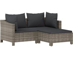 vidaXL - 6-delige - Loungeset - met - kussens - poly - rattan - grijs