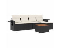 vidaXL 6-delige Loungeset met kussens zwart Tuin Lounge Set - Loungebank - Buitenkamer - Buitendecoratie - Garden Furniture