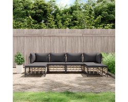 vidaXL 6-delige Loungeset - Poly Rattan - Antraciet Hoekbank - Lounge Set - Tuinset - Buitenshuis - Antraciet - Kunststof - Wicker - Aluminium - Patio Furniture - Garden Sofa