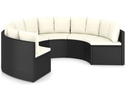 vidaXL 6-delige Loungeset poly rattan zwart Loungestoel - Tuinbank - Loungeset - Buitendiner - Outdoor Meubilair - Zwarte Loungeset - Wicker Furniture - Kunststof Meubel