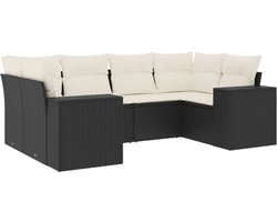 vidaXL 6-delige Loungeset zwart met kussens Loungeset - Tuinset - Buitendecoratie - Loungehoek - Garden Furniture