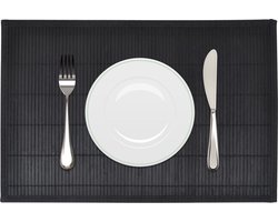 vidaXL - 6 - Placemats - bamboe - 30 - x - 45 - cm - zwart