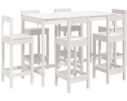 vidaXL - 7-delige - Barset - massief - grenenhout - wit
