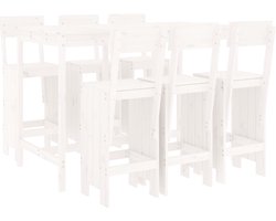 vidaXL - 7-delige - Barset - massief - grenenhout - wit