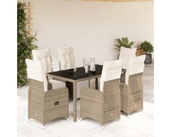 vidaXL 7-delige Bistroset - Verstelbaar - Rattan Tuinstoelen - Bistro Set - Buitendecoratie - Lounge Set - Terrasfurniture