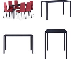 vidaXL 7-delige Eethoek wijnrood - Eetkamertafel En Eetkamerstoel - Eetkamertafels En Eetkamerstoelen - Eetkamer Set - Eetkamer Sets