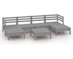 vidaXL - 7-delige - Loungeset - massief - grenenhout - grijs