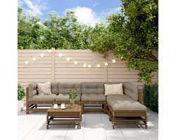 vidaXL - 7-delige - Loungeset - massief - grenenhout - wit