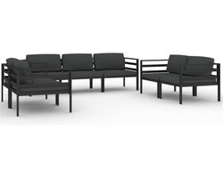vidaXL - 7-delige - Loungeset - met - kussens - aluminium - antracietkleurig