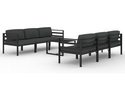 vidaXL - 7-delige - Loungeset - met - kussens - aluminium - antracietkleurig