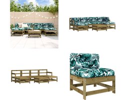 vidaXL - 7-delige - Loungeset - met - kussens - geïmpregneerd - grenenhout