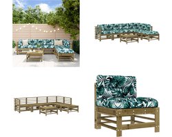 vidaXL - 7-delige - Loungeset - met - kussens - geïmpregneerd - grenenhout