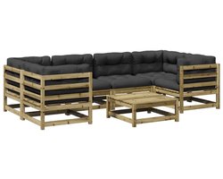 vidaXL 7-delige Loungeset met kussens geïmpregneerd grenenhout - Loungeset - Loungesets - Tuinset - Tuinbank