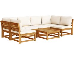 vidaXL - 7-delige - Loungeset - met - kussens - massief - acaciahout