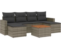 vidaXL - 7-delige - Loungeset - met - kussens - poly - rattan - grijs