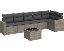 vidaXL - 7-delige - Loungeset - met - kussens - poly - rattan - grijs