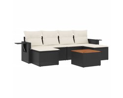 vidaXL 7-delige Loungeset met kussens poly rattan zwart - Loungeset - Loungesets - Tuinset - Tuinbank