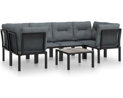 vidaXL - 7-delige - Loungeset - poly - rattan - zwart - en - grijs