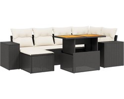 vidaXL 7-delige Loungeset - Poly Rattan - Zwart Loungeset - Lounge Set - Tuinlounge - Buisstoel - Hoeksofa