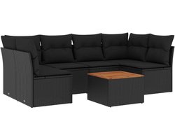 vidaXL 7-delige Loungeset - Poly Rattan - Zwart Loungeset - Lounge Set - Tuinlounge - Buitentijdbank - Outdoor Bank