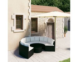 vidaXL 7-delige Loungeset zwart met kussens Loungebank - Loungeset - Outdoor Meubilair - Tuinset - Patio Furniture - Garden Furniture - Zwarte Loungeset - Wicker Lounge Set