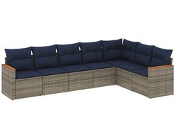 vidaXL - 7-delige - tuinbankset - met - kussens, - grijs - polyrotan