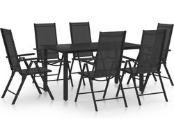 vidaXL - 7-delige - Tuinset - aluminium - zwart