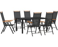 vidaXL - 7-delige - Tuinset - aluminium - zwart