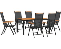vidaXL - 7-delige - Tuinset - aluminium - zwart - en - bruin