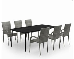 vidaXL - 7-delige - Tuinset - grijs - en - zwart