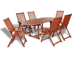 vidaXL - 7-delige - Tuinset - massief - acaciahout - 150-200 - cm