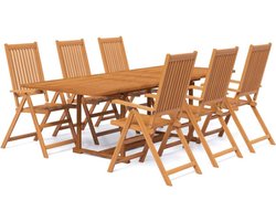vidaXL - 7-delige - Tuinset - massief - acaciahout - 160-240 - cm