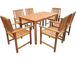 vidaXL - 7-delige - Tuinset - massief - acaciahout