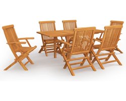 vidaXL - 7-delige - Tuinset - massief - teakhout