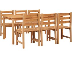 vidaXL - 7-delige - Tuinset - massief - teakhout