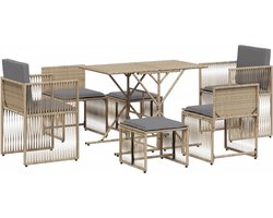 vidaXL 7-delige Tuinset met kussens beige Tuinset - Lounge Set - Buitendecoratie - Patio Furniture - Garden Chairs