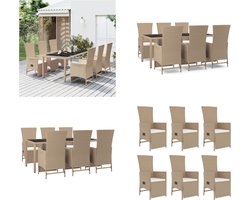 vidaXL - 7-delige - Tuinset - met - kussens - poly - rattan - beige