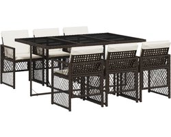 vidaXL - 7-delige - Tuinset - met - kussens - poly - rattan - bruin