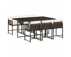 vidaXL - 7-delige - Tuinset - met - kussens - poly - rattan - bruin