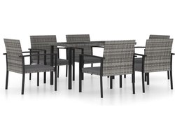 vidaXL - 7-delige - Tuinset - poly - rattan - grijs